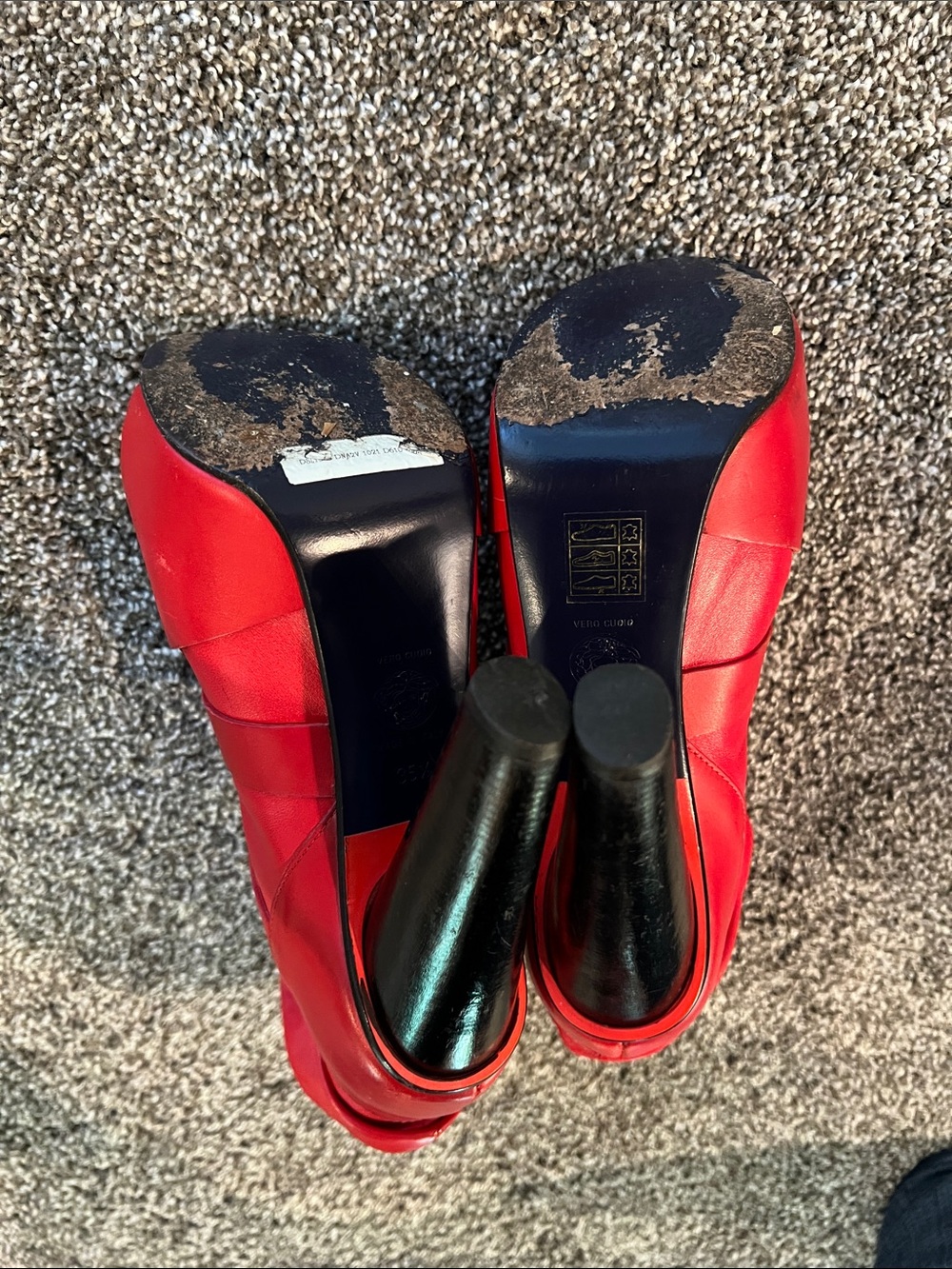 Versace Red Platform Ankle Booties with Stud Details - Picture 4 of 8